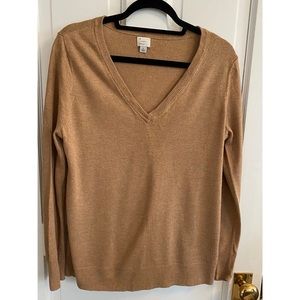 A New Day | Tan V-Neck Pullover Sweater